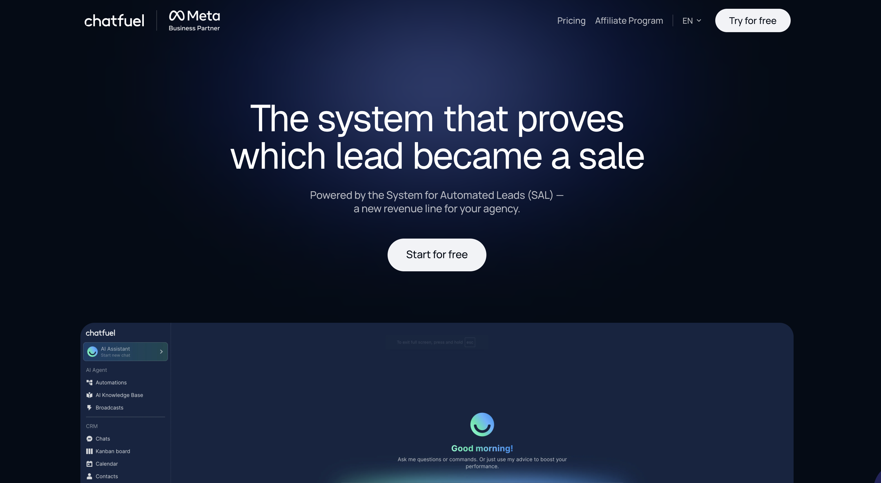 Chatfuel website homepage
