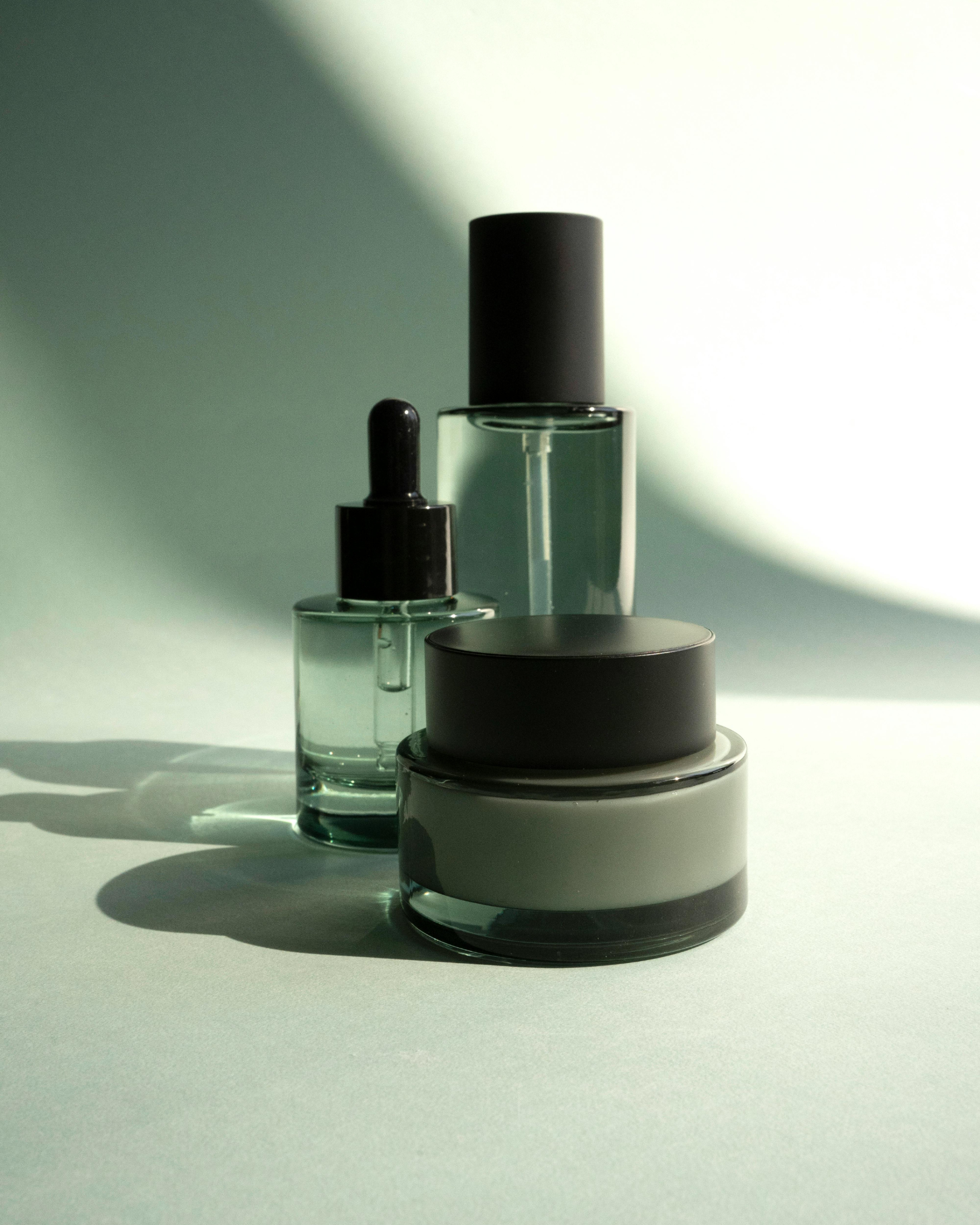 Minimal skincare products photographed in soft natural light