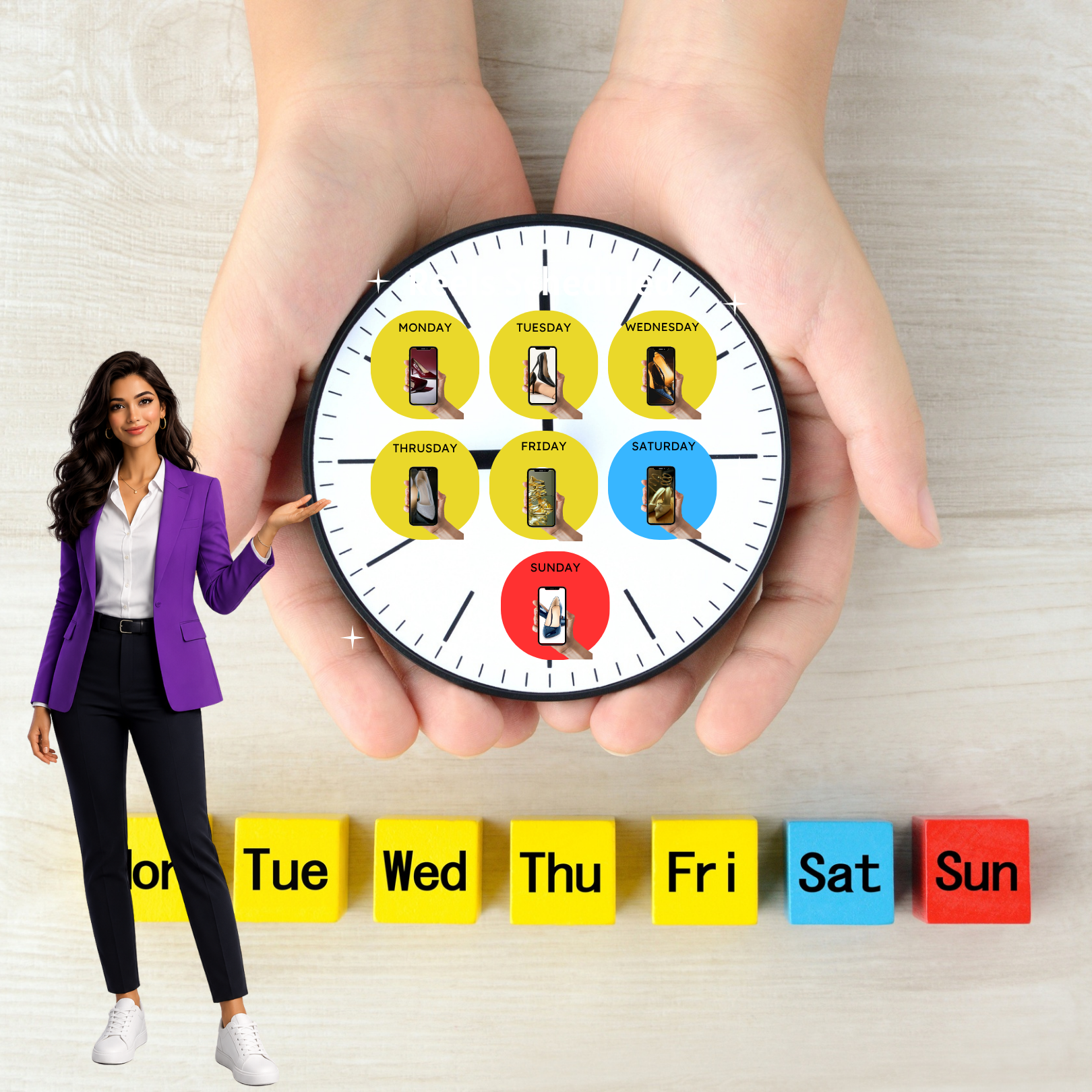 A weekly content schedule connected to Instagram posting