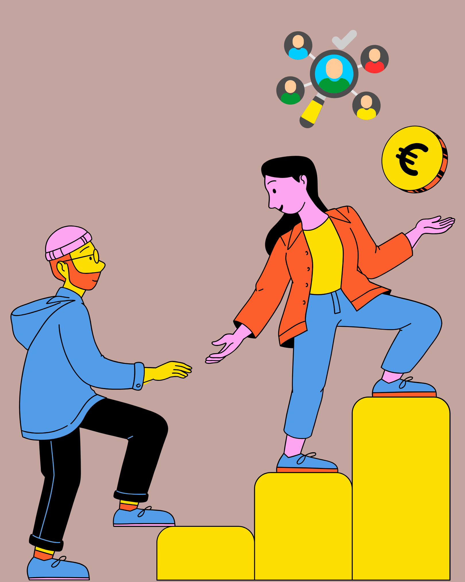 Illustration of people being grouped by interest and intent