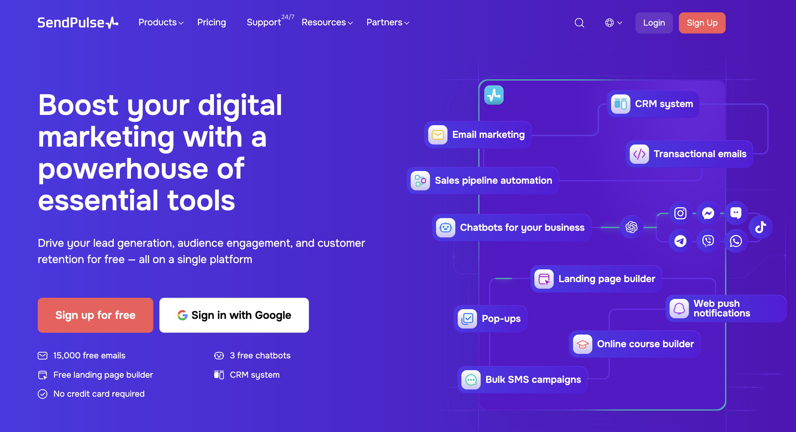 SendPulse website homepage