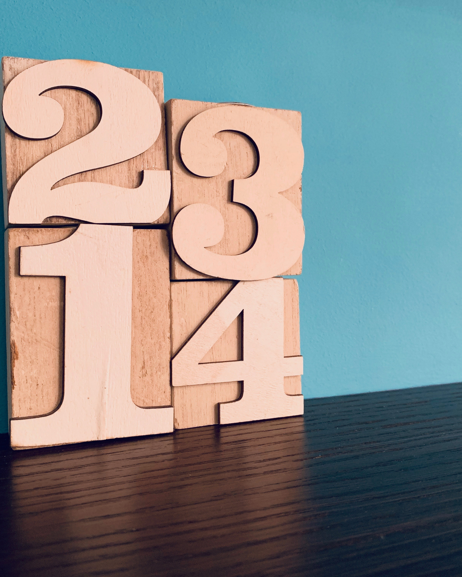Wooden number blocks representing a three-step launch sequence