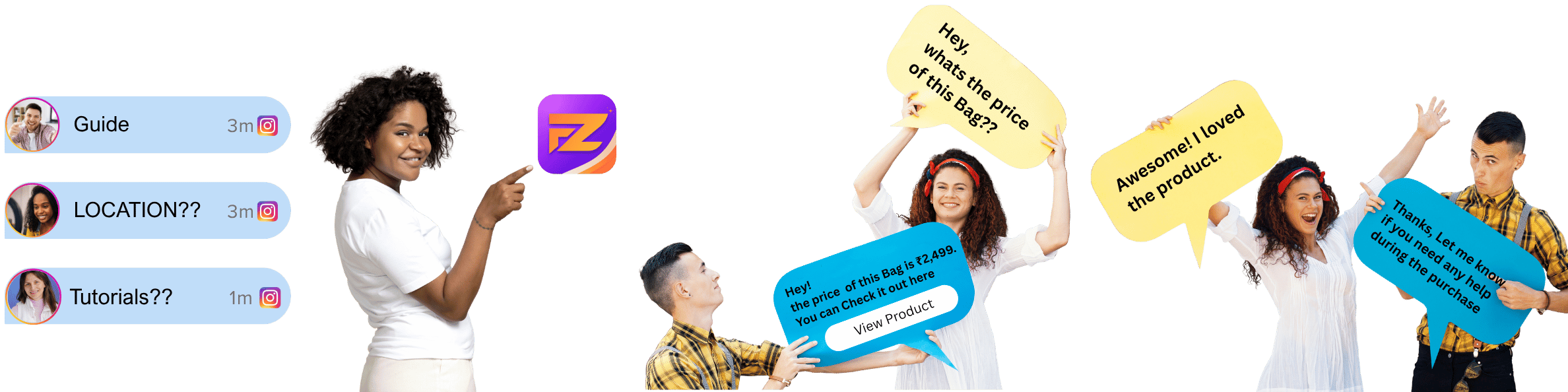 Instagram comments flowing through Flozari into automated customer replies