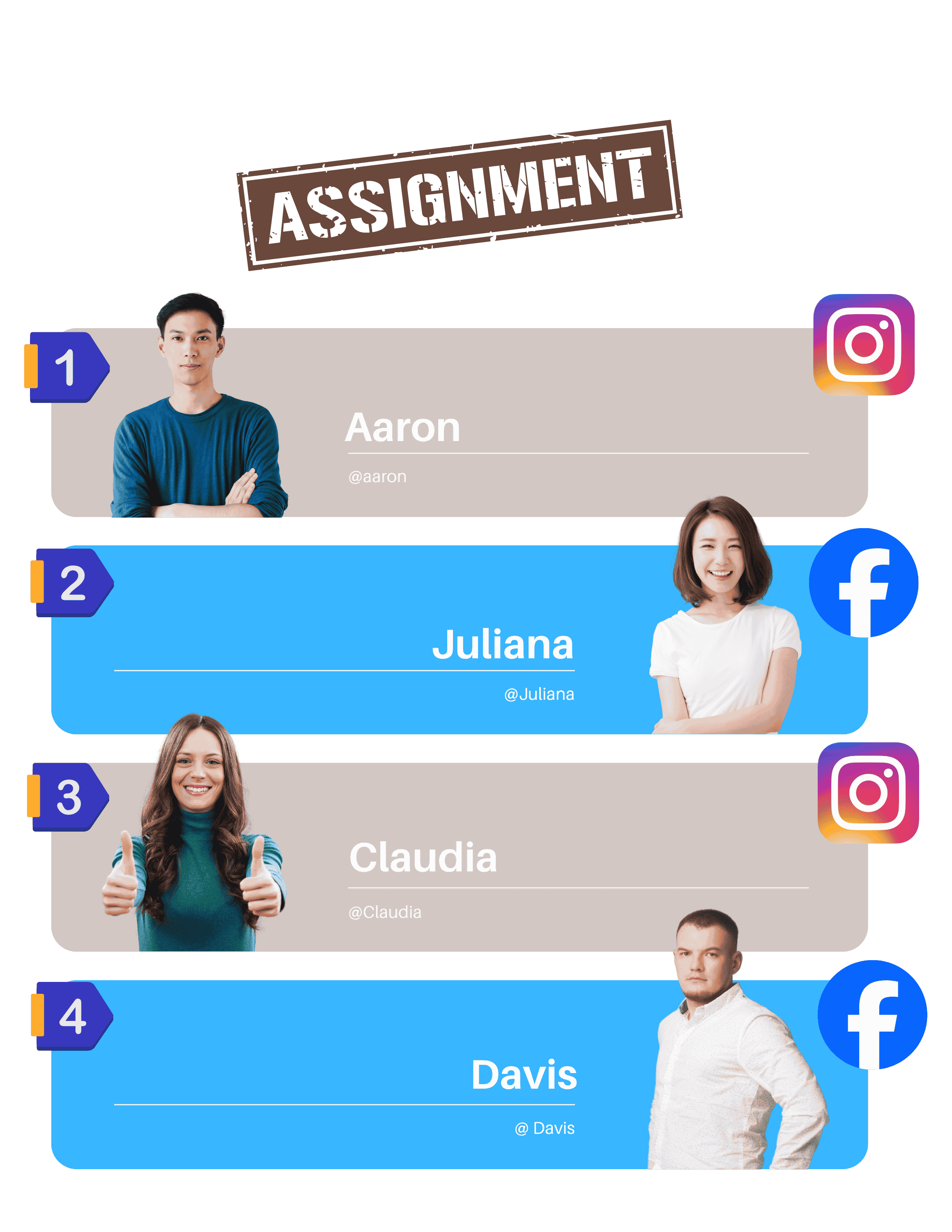 Team members assigned to Instagram and Facebook conversations