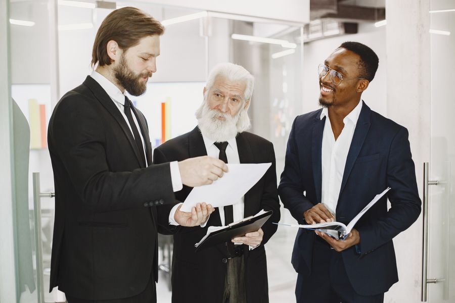 Local service business team meeting a customer