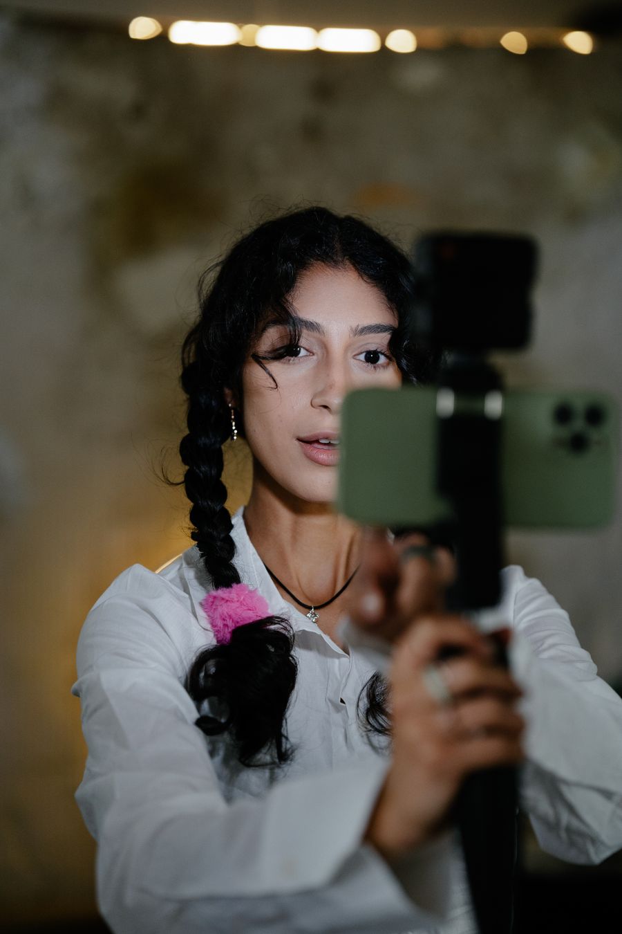 Micro-influencer creating social media content