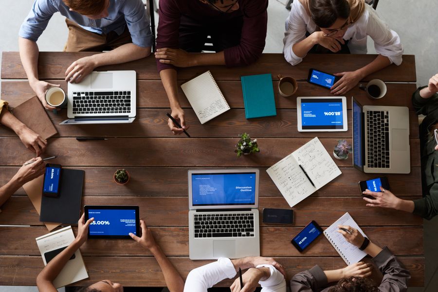 Social media marketing team planning a campaign